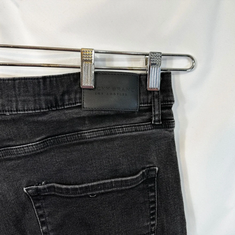 Lucky Brand 410 Athletic Straight Mens Jeans 38x34 Fade Black Stretch Denim 1323